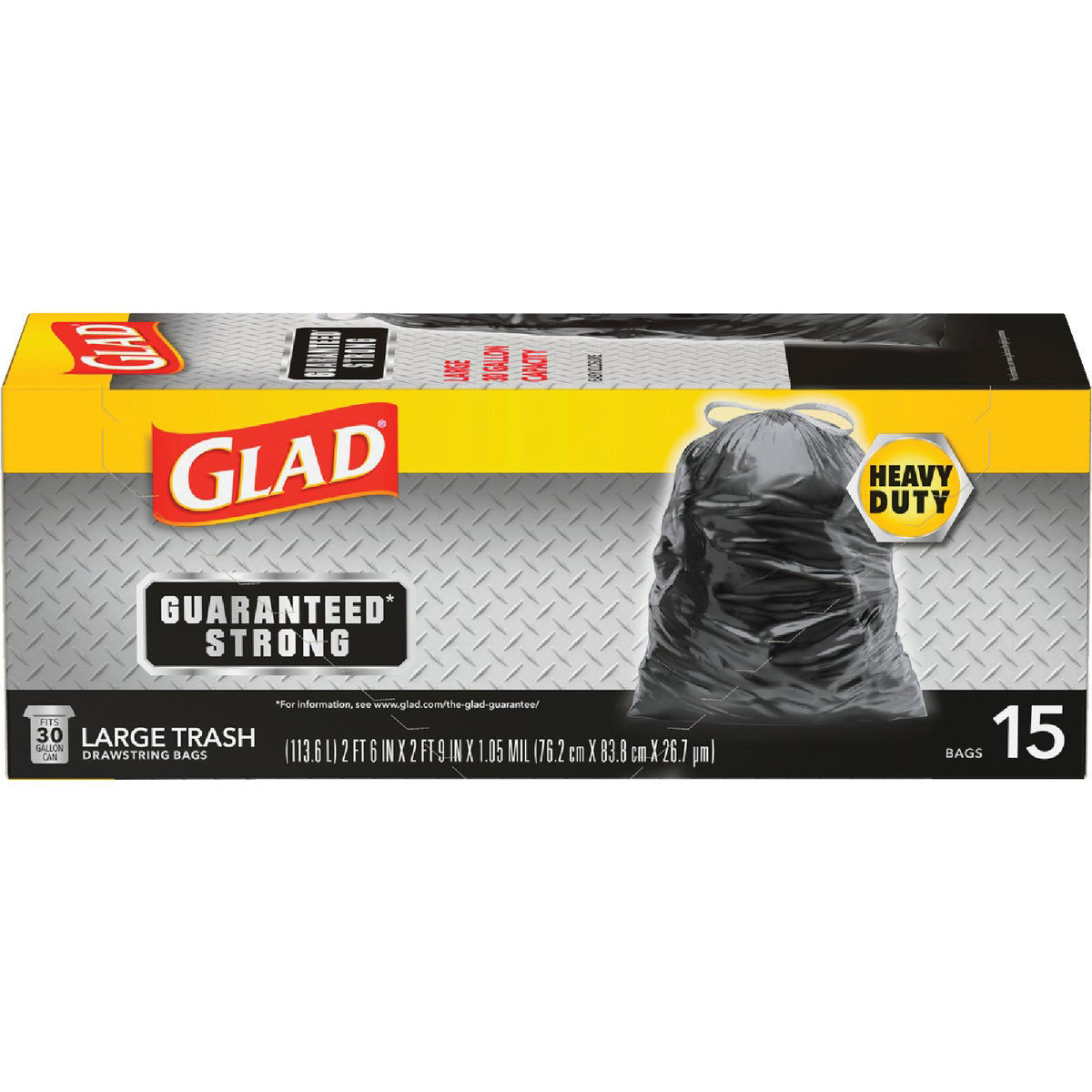 Glad Trash Bags, Multipurpose, Drawstring, Large, 30 Gallon