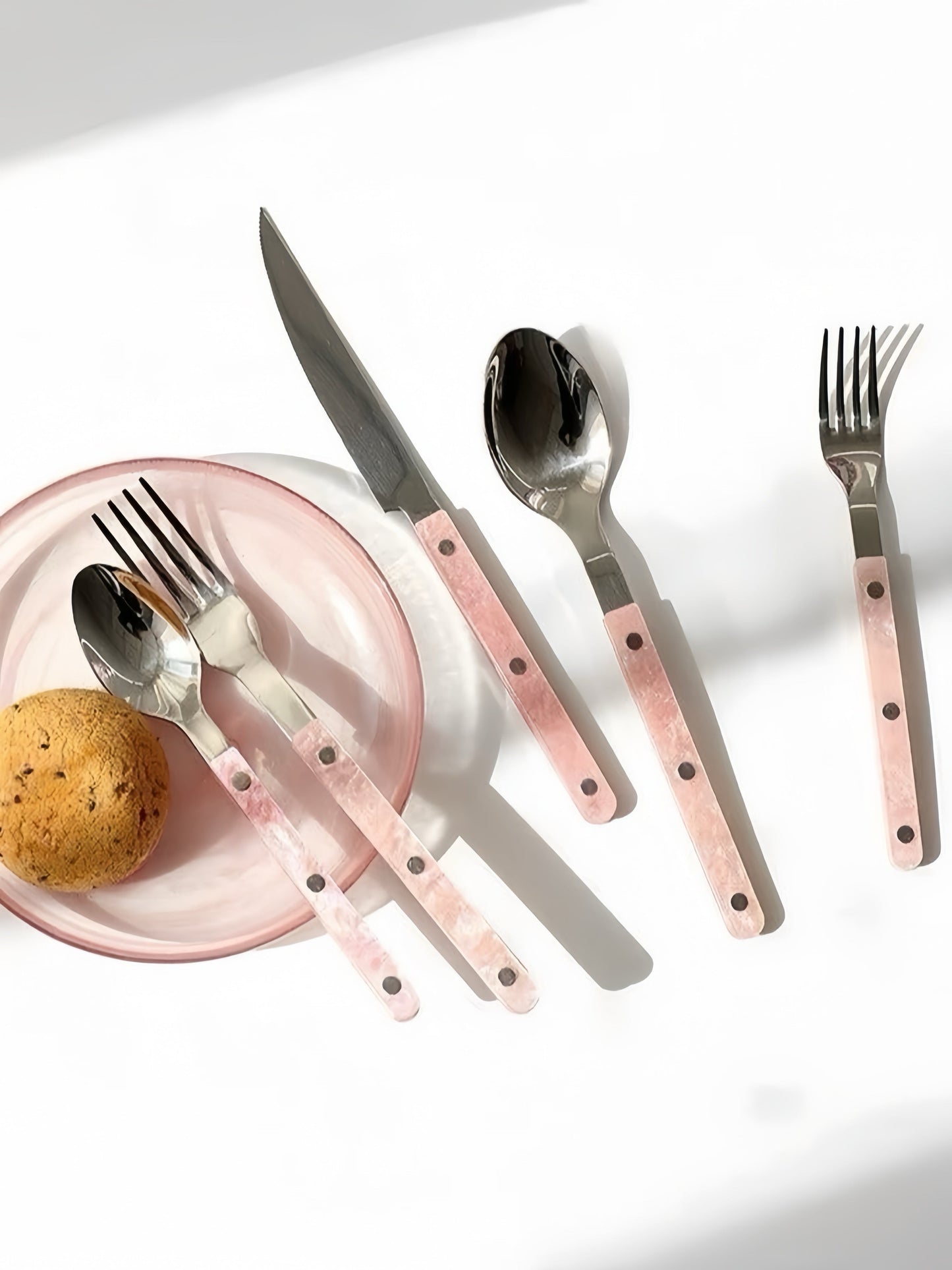 S/10 Salt Lake Flatware, Modern Elegant Pink Cutlery Silverware Set