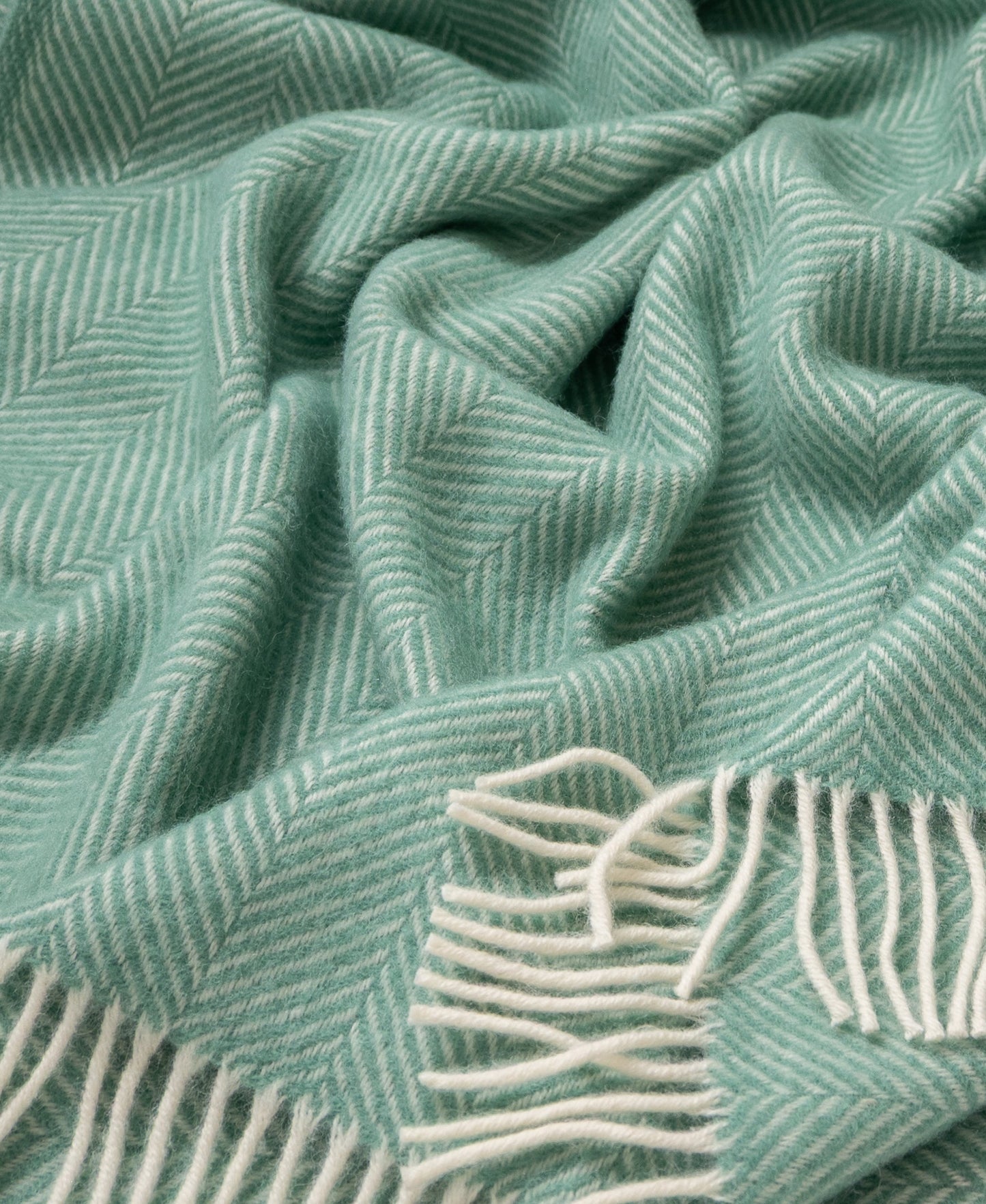 Highland Tweeds Herringbone Pure New Wool Throw ~ Mint ~