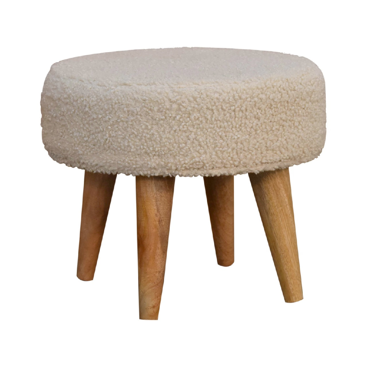 Solid Wood Boucle Petite Footstool