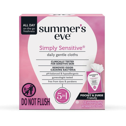 Summer's Eve Simply Sensitive Daily Feminine Wipes, Removes Odor, P H Balanced