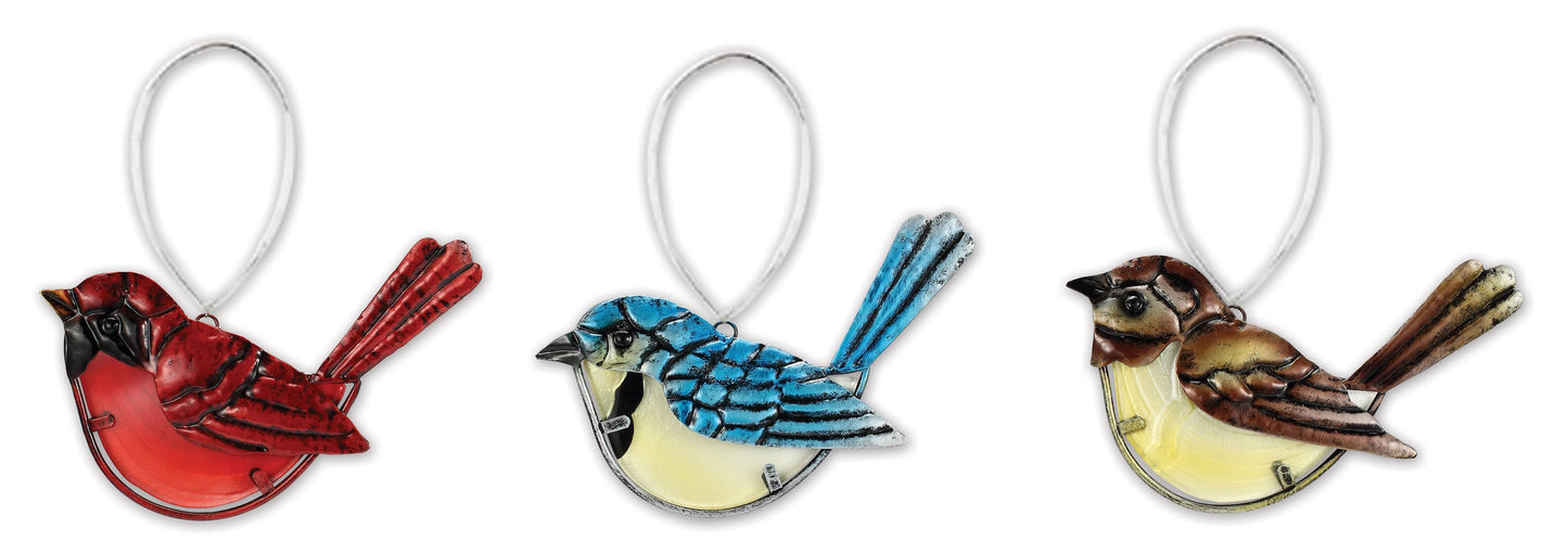 Whimsical Woodland Birds Ornaments - Set of 3