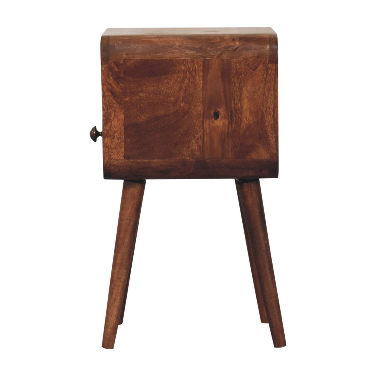 Solid Wood Mini Honey Caramel Curved Nightstand