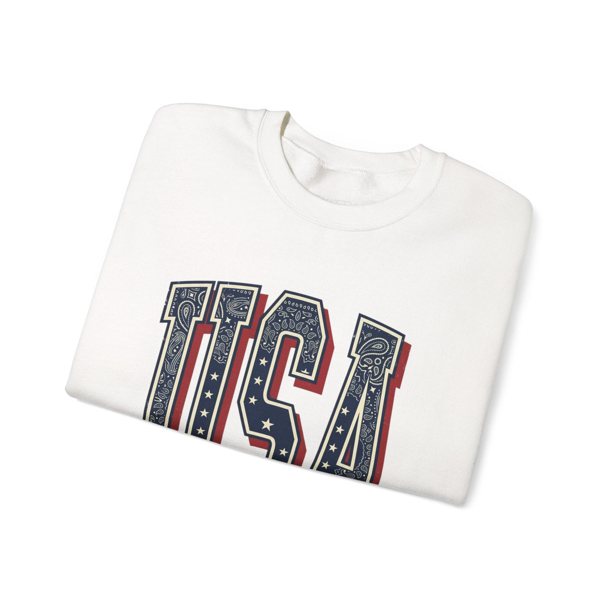 USA Varsity Embroidered Crewneck Sweatshirt | Vintage Patriotic Pullover