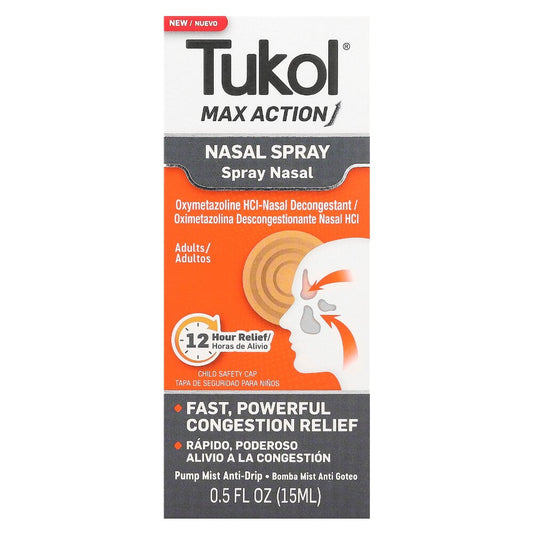Tukol Max Action Adults Pump Mist Anti-Drip Nasal Spray 0.5 Fl Oz