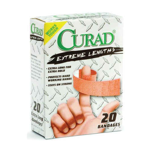 Curad Extreme Lengths Adhesive Bandages, 3/4" x 4.75", 20 Count
