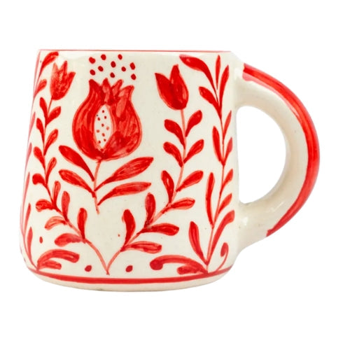 Red Anaar Coffee Mug, 3.5 x 3 Inches – Handmade, Set of 2