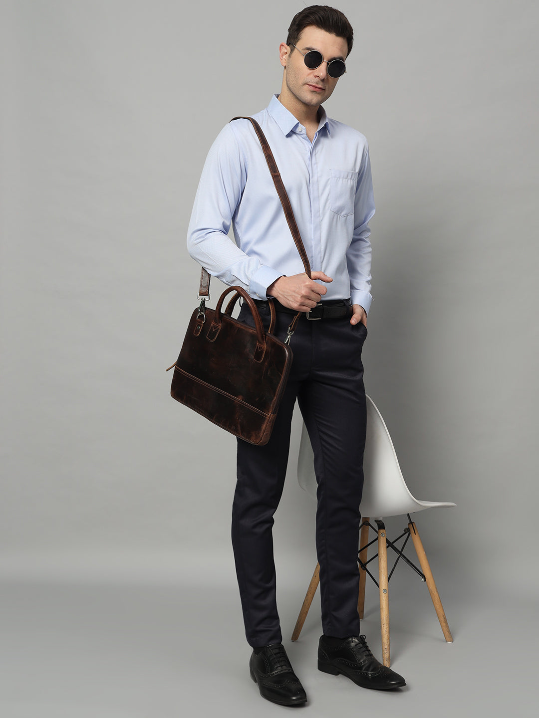 Modernist Leather Laptop Bag-Dark Brown - Osadia Concept Store