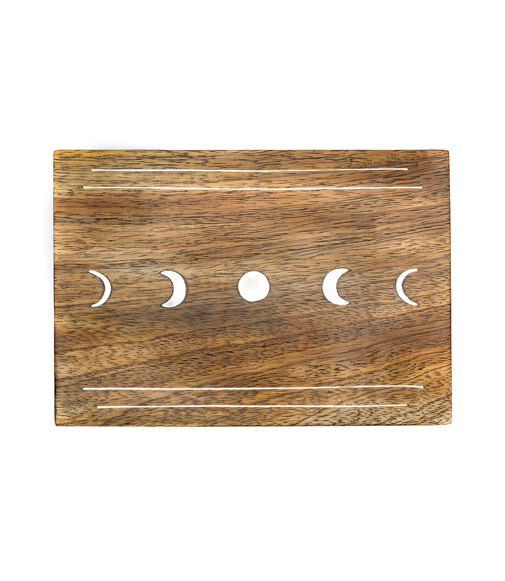 Indukala Moon Phase Jewelry Box With Tray - Wood Brass Inlay - Osadia Concept Store