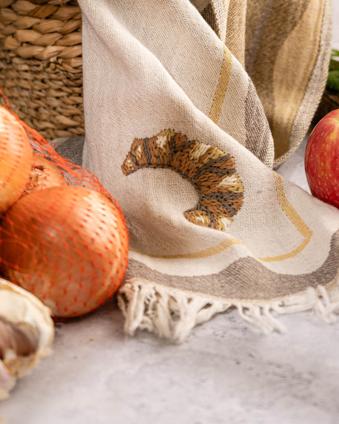 Croissant Hand-Stitched Kitchen Towel Set
