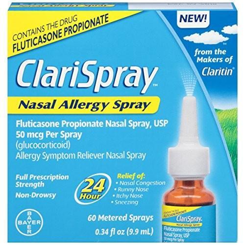 ClariSpray Nasal Allergy, Full Prescription Strength, 50 Mcg Per Metered Sprays 0.34 Oz
