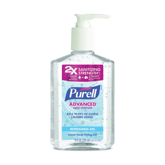 Purell Advanced Refreshing Gel Hand Sanitizer, 8 Oz Pump Bottle, Clean Scent