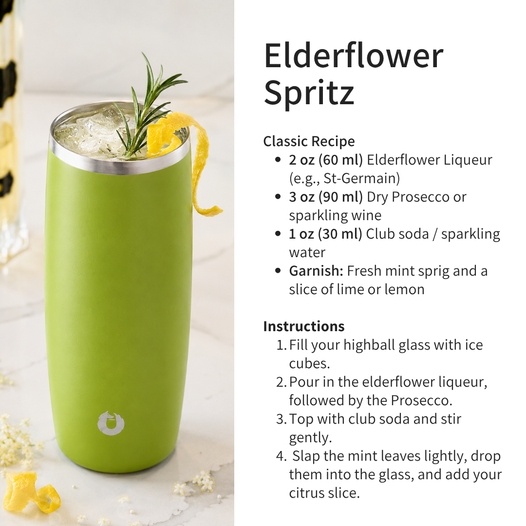 Stainless Steel Highball Cocktail Glass Set, Set of 2 - Lime