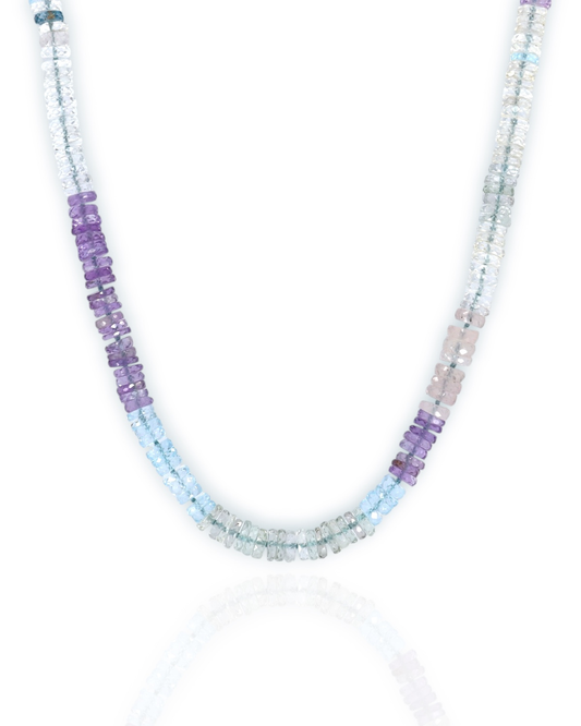 Faceted Gemstone Necklace - Clear Quartz, Amethyst, Topaz, Beryl, Rose Quartz