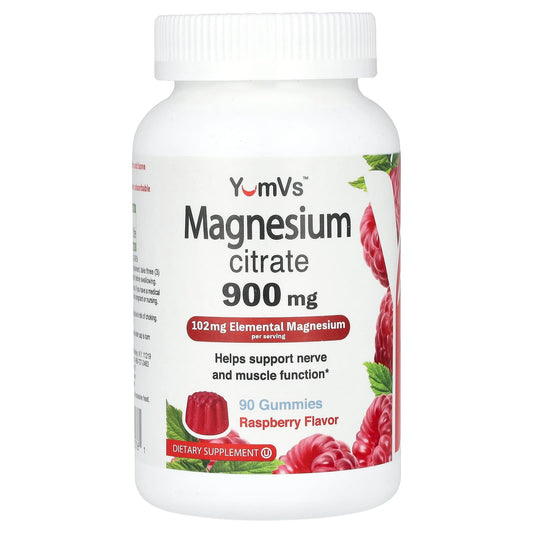 Yum-V's Magnesium Citrate, Raspberry, 900 Mg, 90 Gummies