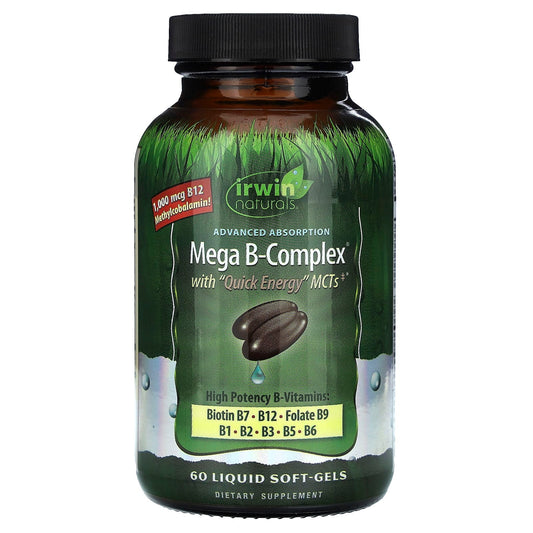 Irwin Naturals Mega B Complex With Quick Energy MCT's, 60 Liquid Soft-Gels