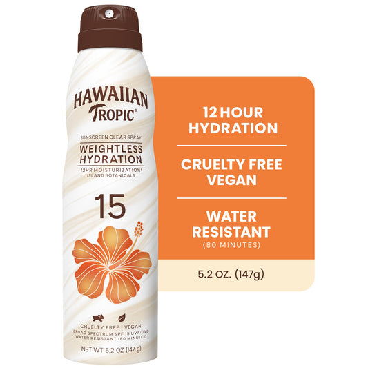 Hawaiian Tropic Silk Hydration Weightless Broad Spectrum SPF 15 Clear Spray Sunscreen 6 Oz