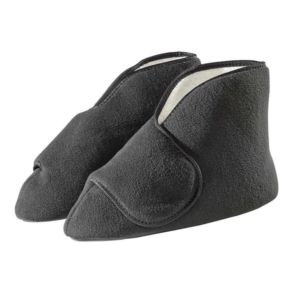 Silverts Diabetic Bootie Slippers - Black, Medium / X-Wide