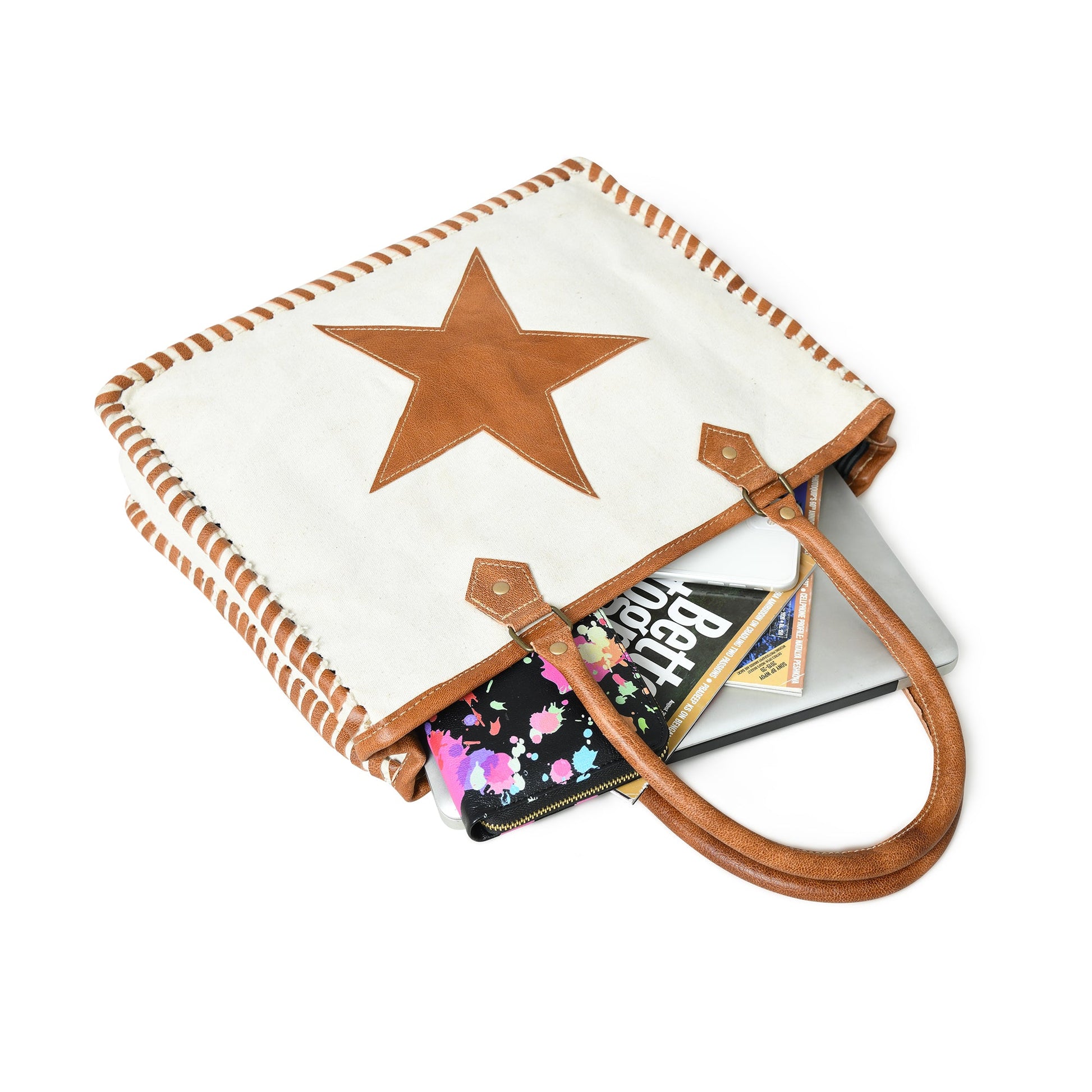 Star Upcycled Canvas Shoulder Tote - Osadia Concept Store