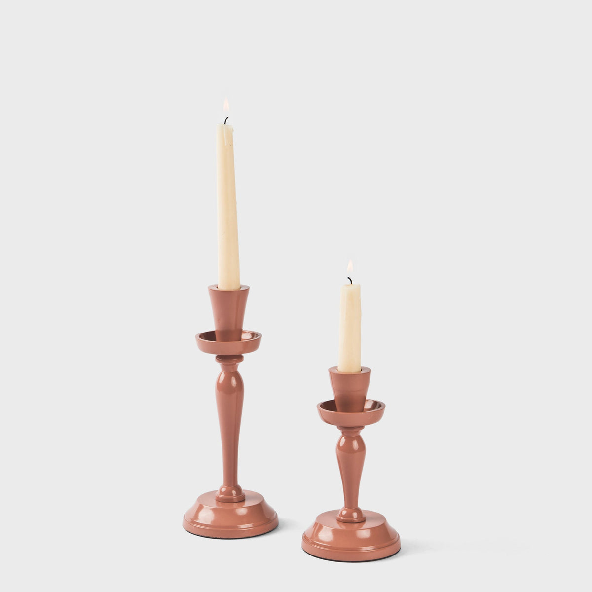 Solene Pink Aluminum Candlestick