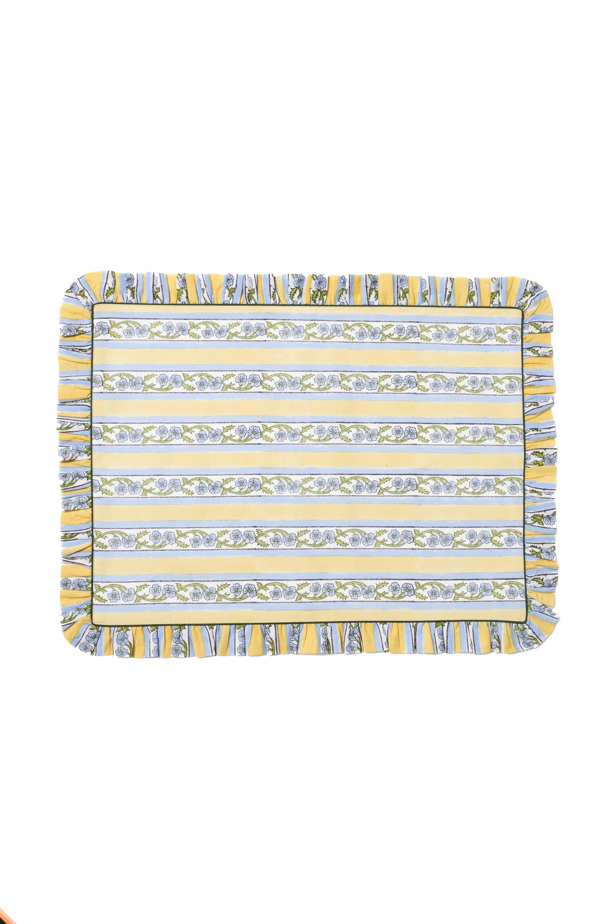 Provence Blockprint Placemat in Butter Yellow, Set of 2