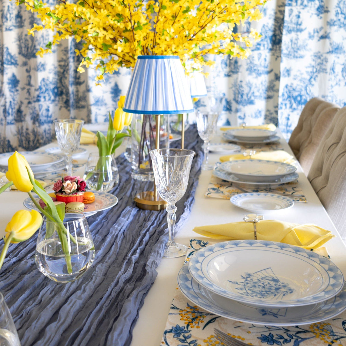 Blue Nightingale Porcelain Pasta Bowls, Set of 4