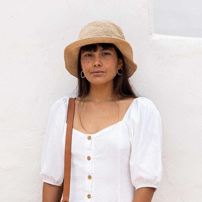 Summer Bucket Hat - Crocheted Natural
