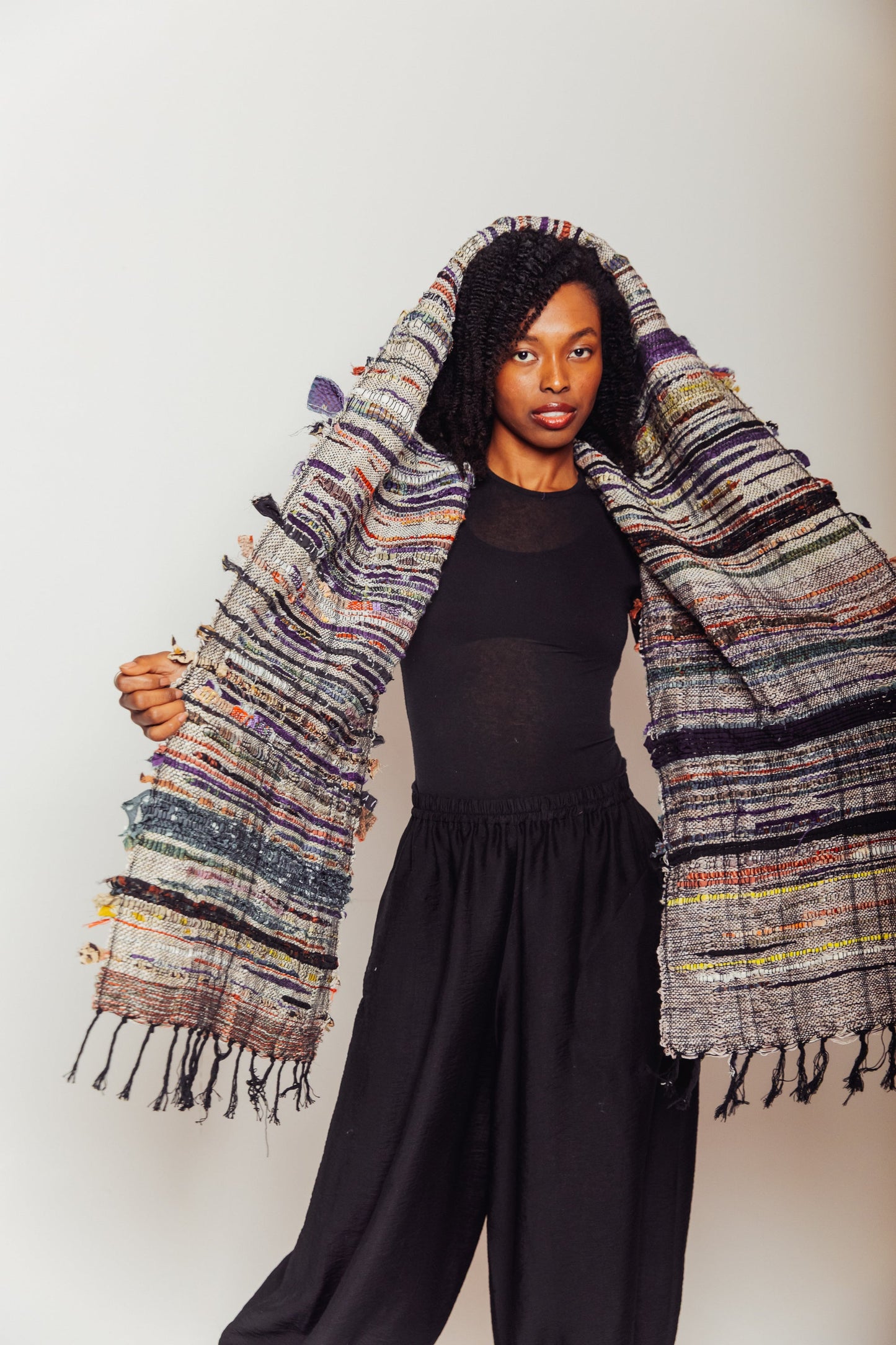 Studio-Woven Zero-Waste Hooded Scarf