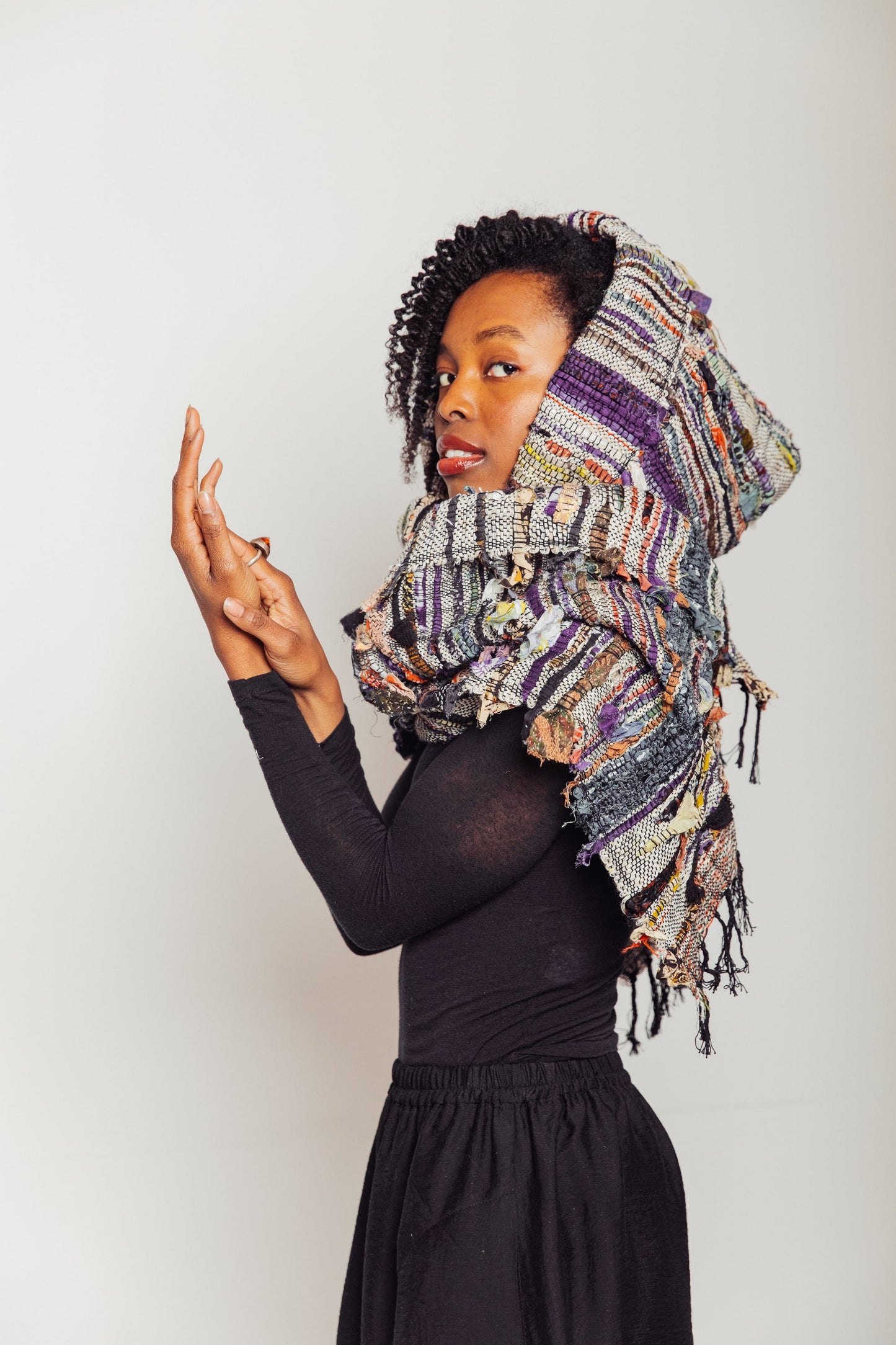 Studio-Woven Zero-Waste Hooded Scarf