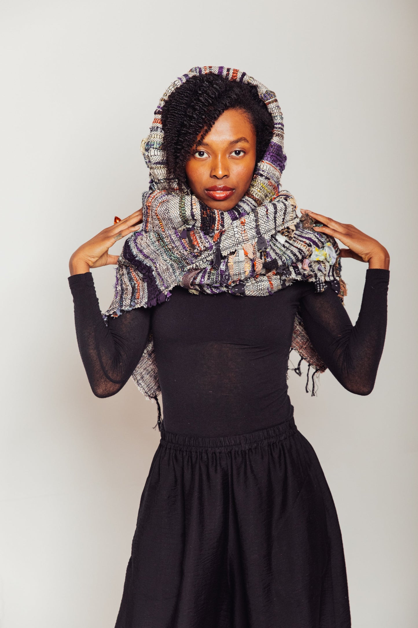 Studio-Woven Zero-Waste Hooded Scarf