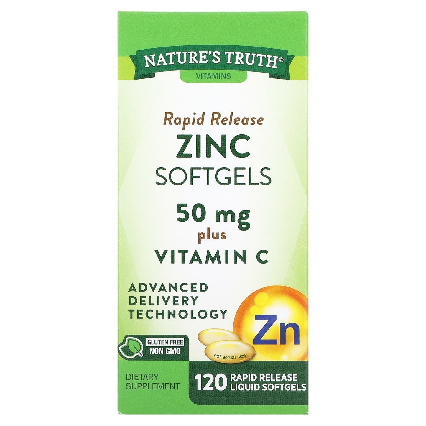 Nature's Truth Zinc, Plus Vitamin C, 50 Mg, Rapid Release Liquid Softgels