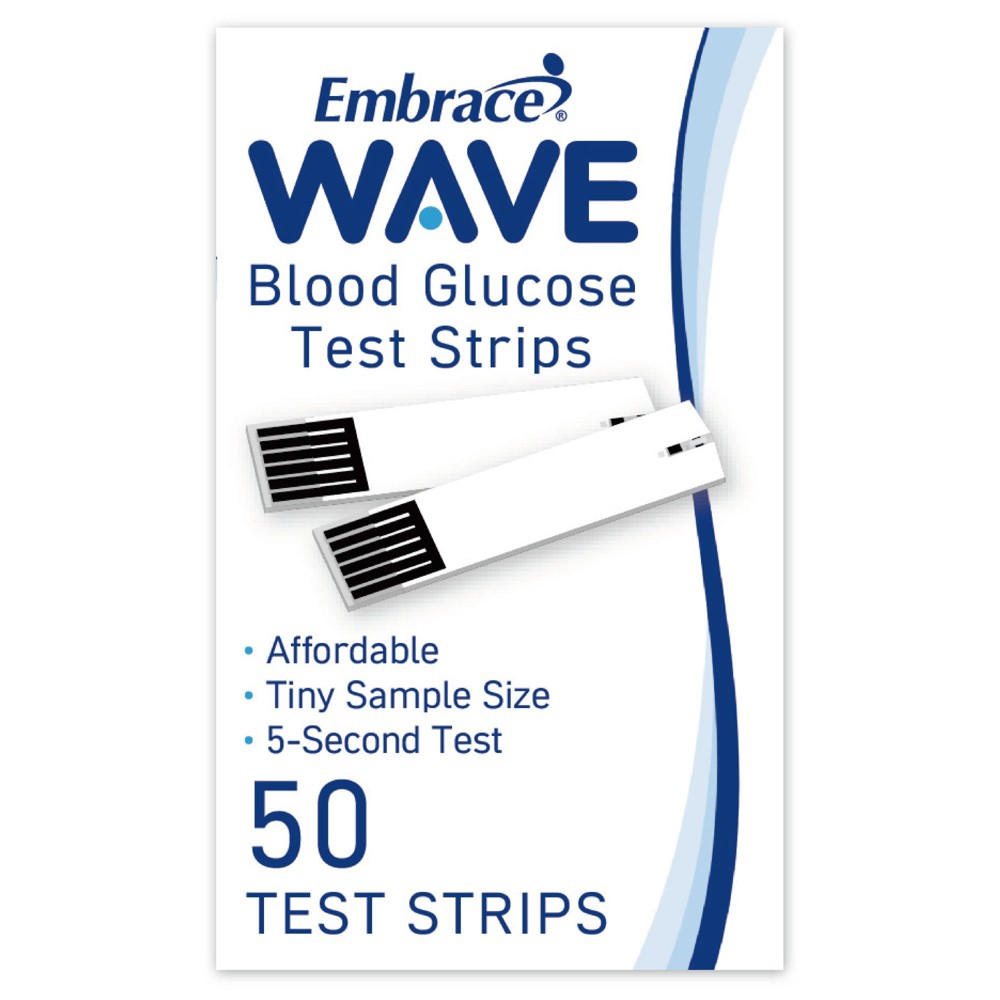 Embrace WAVE Blood Glucose Test Strips, Box Of 50