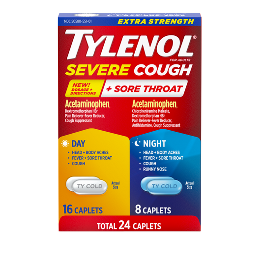 Tylenol Severe Cough + Sore Throat Extra Strength Day & Night Acetaminophen Caplets