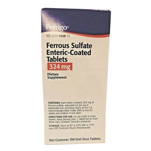 Perrigo Ferrous Sulfate 324mg Enteric-coated, 100 Red Tablets