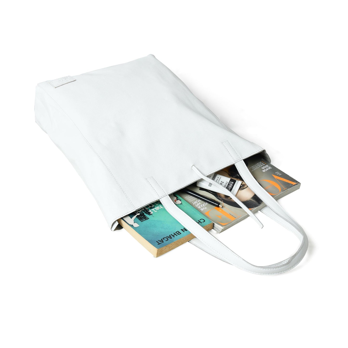 White Leather Shoulder Tote Bag - Osadia Concept Store