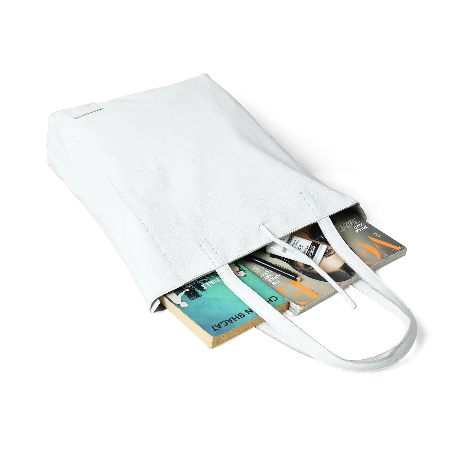 White Leather Shoulder Tote Bag - Osadia Concept Store