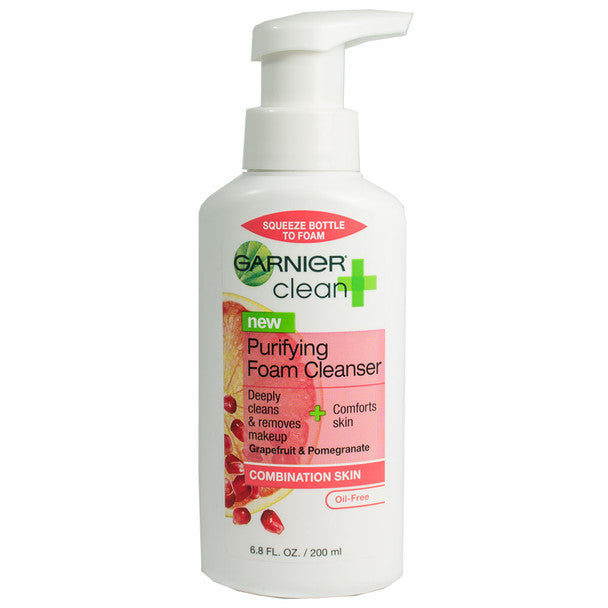 Clean + Garnier Purifying Foam Cleanser For Combination Skin 6.8 Fl Oz