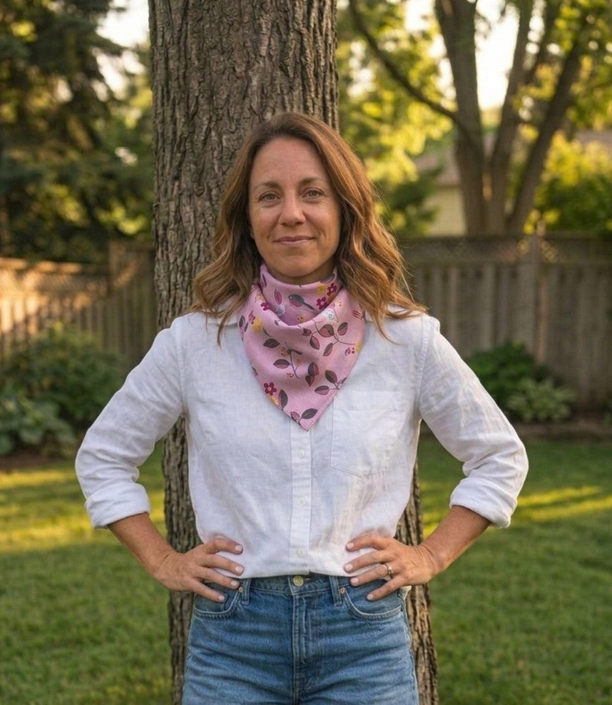Bandana Scarf - Birdie on a Vine Blush Square