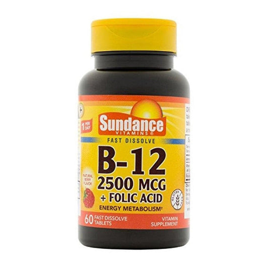 Sundance Vitamin B12 Plus Folic Acid Tablets, 2500 Mcg