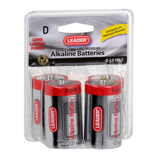 Leader Batteries Battery Alkaline D, 1.5 Volt