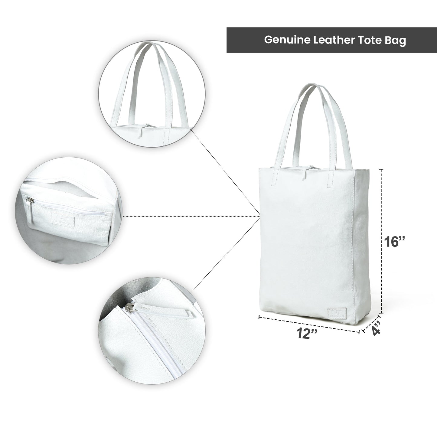 White Leather Shoulder Tote Bag - Osadia Concept Store