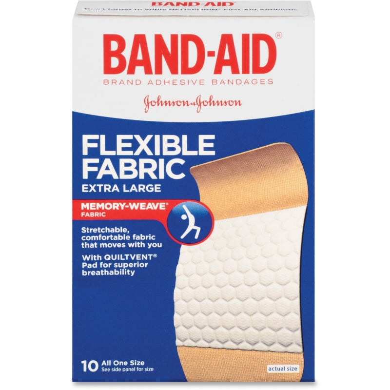 Band-Aid Brand Flexible Fabric Adhesive Bandages For Wound Care First Extra Large Size 10 Ct