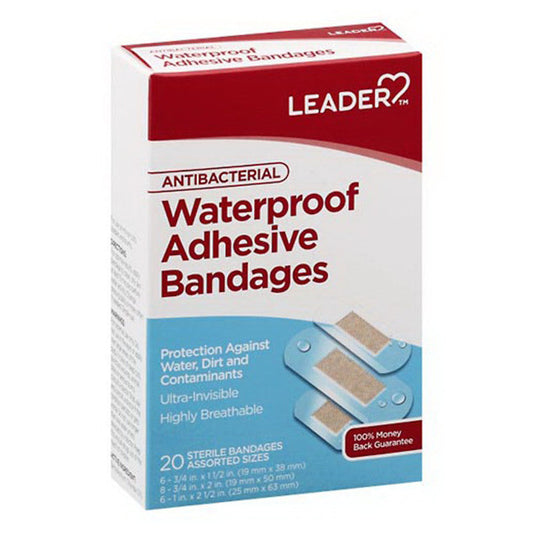 Leader Antibacterial Waterproof Adhesive Bandages 20pk