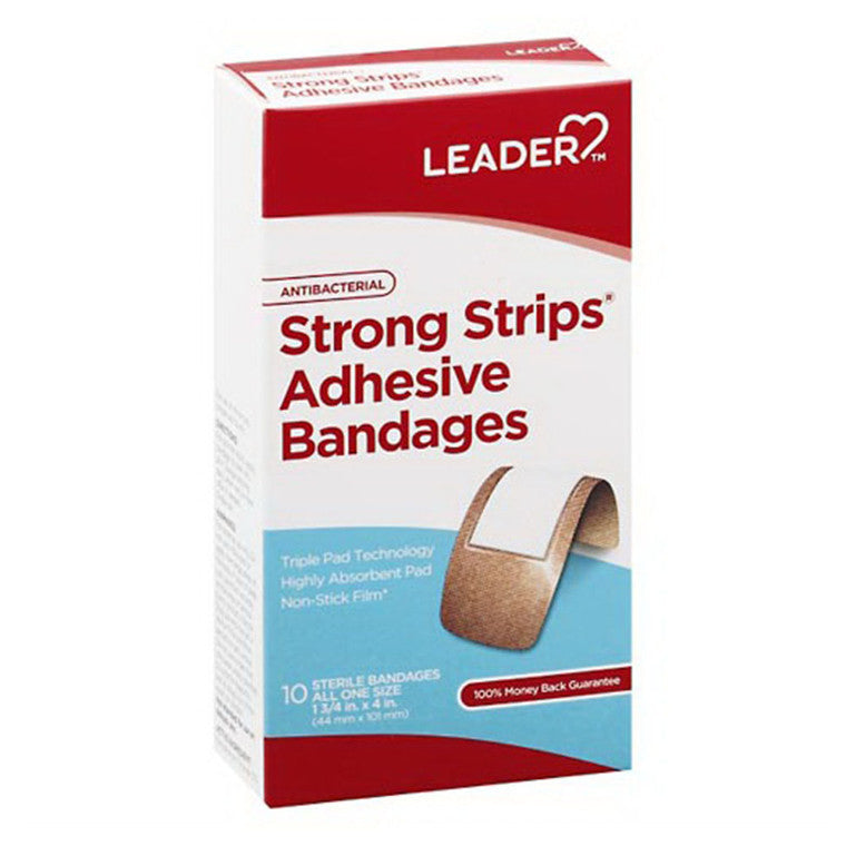 Leader Strong Strips XL Bandage 1.75inX4in 10ct 096295124088A115