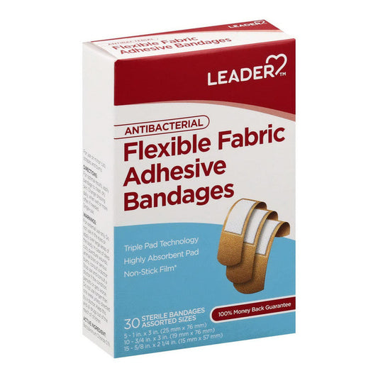 Leader Flexible Fabric Adhesive Bandages Assorted 30ct