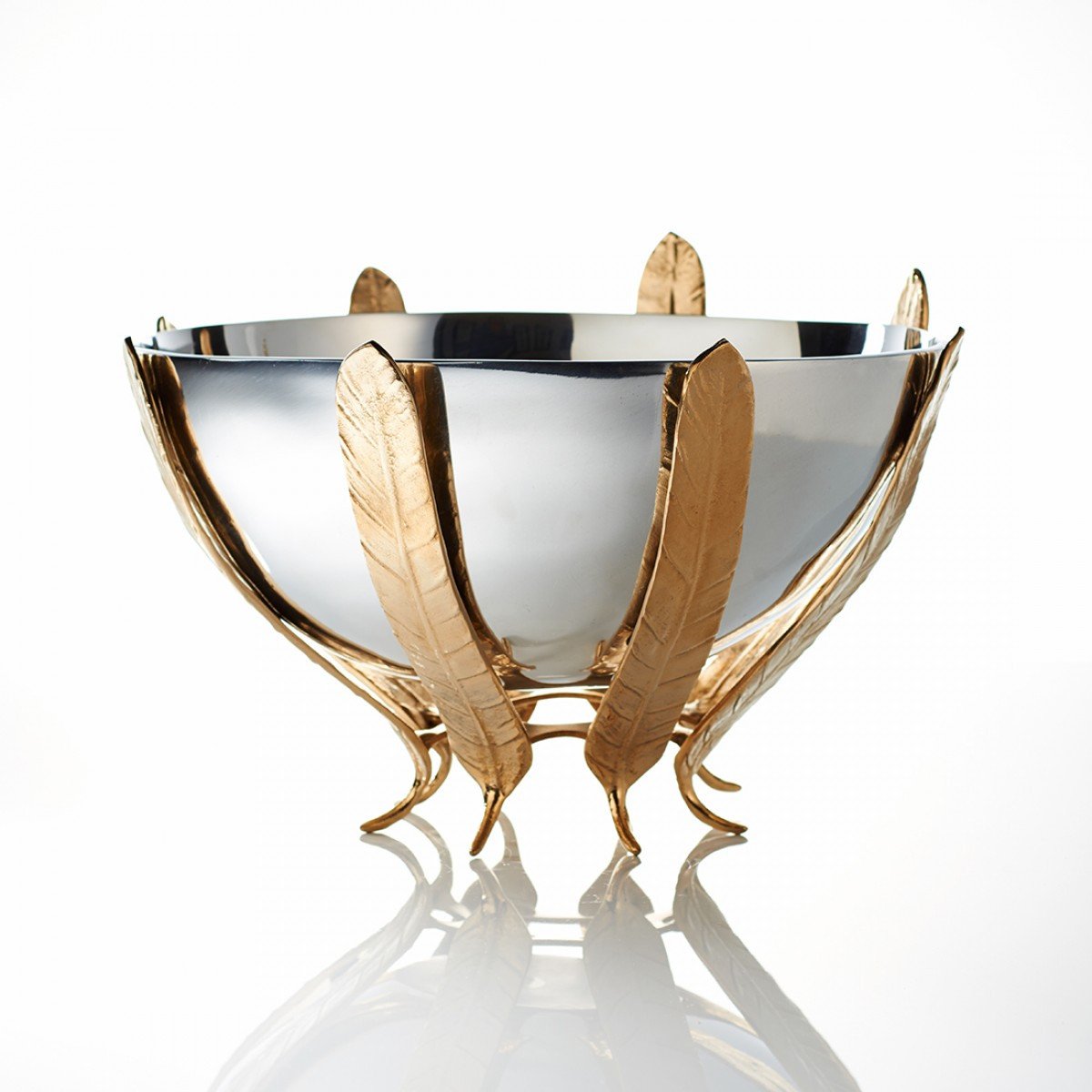 Feather Pedestal Bowl Silver/Gold