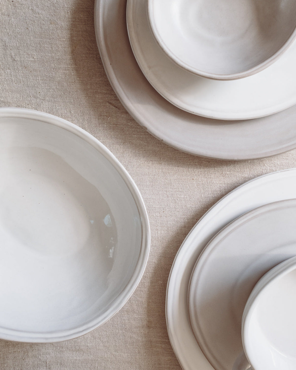 Oval Pasta Bowls in Milk White Gloss - Set of 4