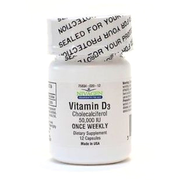 Nivagen Vitamin D3 Cholecalciferol 50000 UI Supplement Capsules