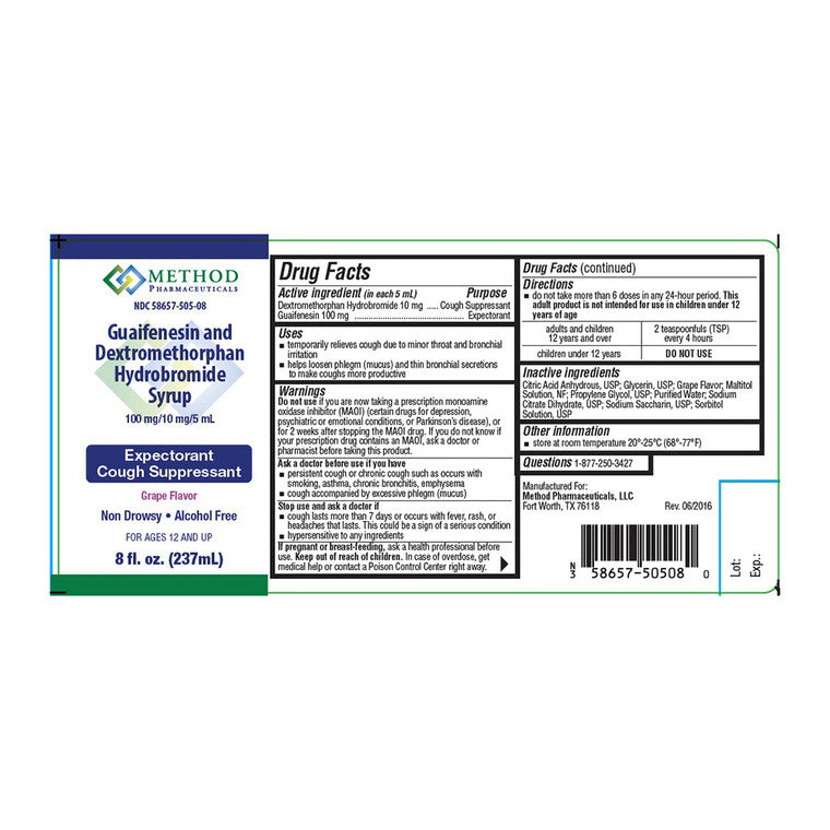 Method Pharmaceuticals Guaifenesin And Dextromethorphan Hydrobromide Cough Syrup, 8 Oz