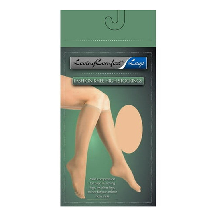 Scott Specialties Loving Comfort Fashion Knee High Stockings Sheer Firm Beige Extra Large - Pair